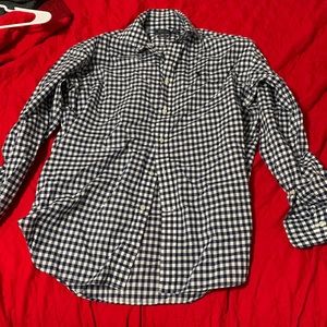 blue checkered polo dress shirt